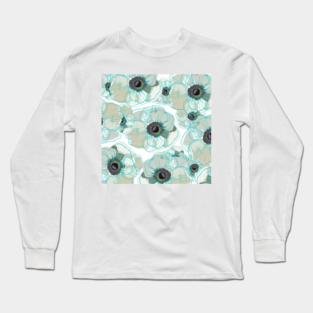 BLOOM BLUE Long Sleeve T-Shirt by MAYRAREINART